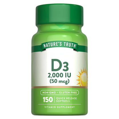 Nature's Truth Vitamina D3 2000 UI (50 mcg), 150 cápsulas para 4 meses