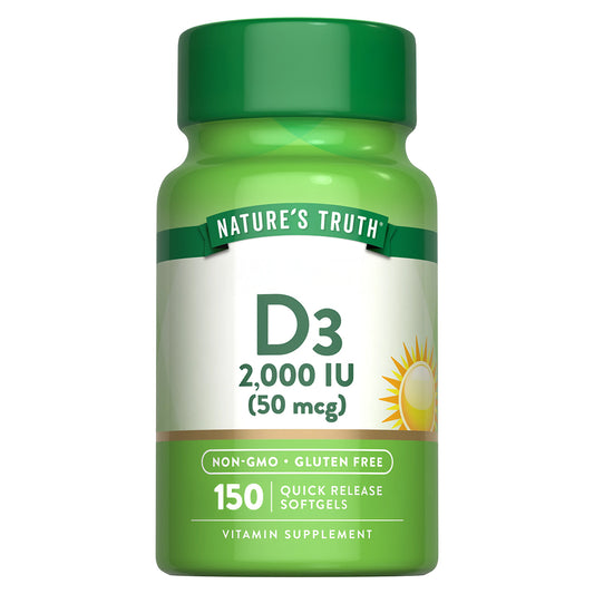 Nature's Truth Vitamina D3 2000 UI (50 mcg), 150 cápsulas para 4 meses
