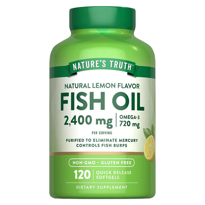 Nature's Truth Suplemento de Omega 3, 2400 mg de Omega, 120 cápsulas para 2 meses