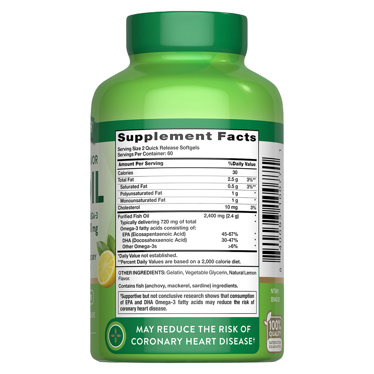 Nature's Truth Suplemento de Omega 3, 2400 mg de Omega, 120 cápsulas para 2 meses