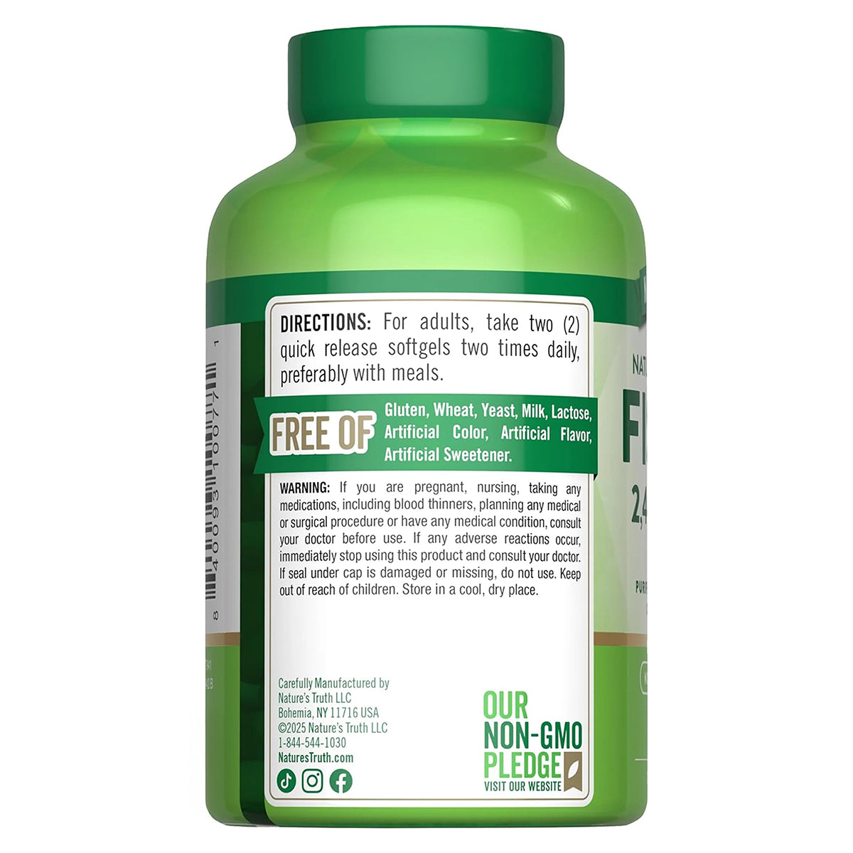 Nature's Truth Suplemento de Omega 3, 2400 mg de Omega, 120 cápsulas para 2 meses