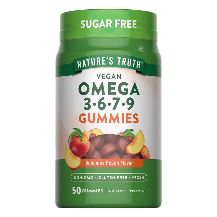 Nature's Truth Suplemento de Omega 3-6-7-9, Origen vegetal, 50 gomitas sabor durazno