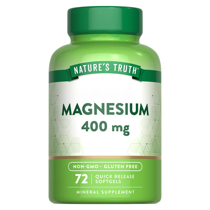 Nature's Truth Suplemento de Magnesio 400 mg, Fuerza extra, 72 cápsulas para 2 meses