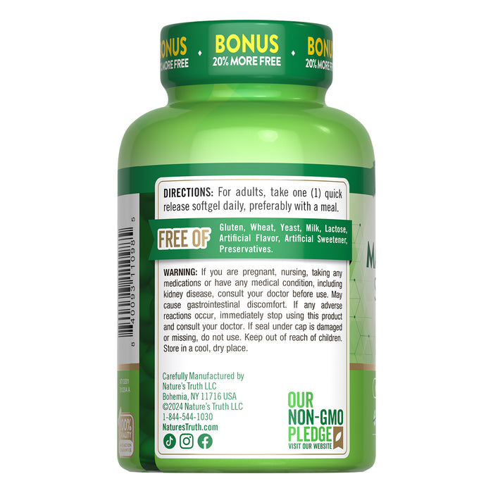 Nature's Truth Suplemento de Magnesio 400 mg, 72 cápsulas