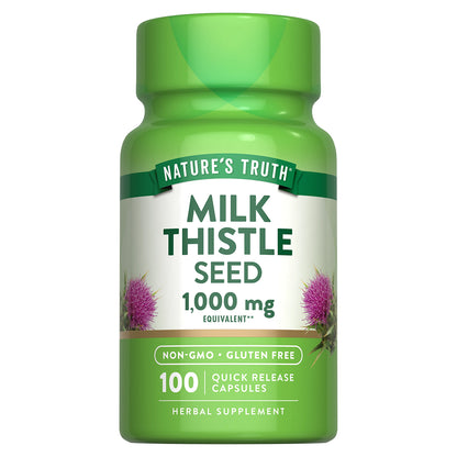 Nature's Truth Suplemento Extracto de semilla de cardo mariano 1000 mg, 100 cápsulas para 3 meses