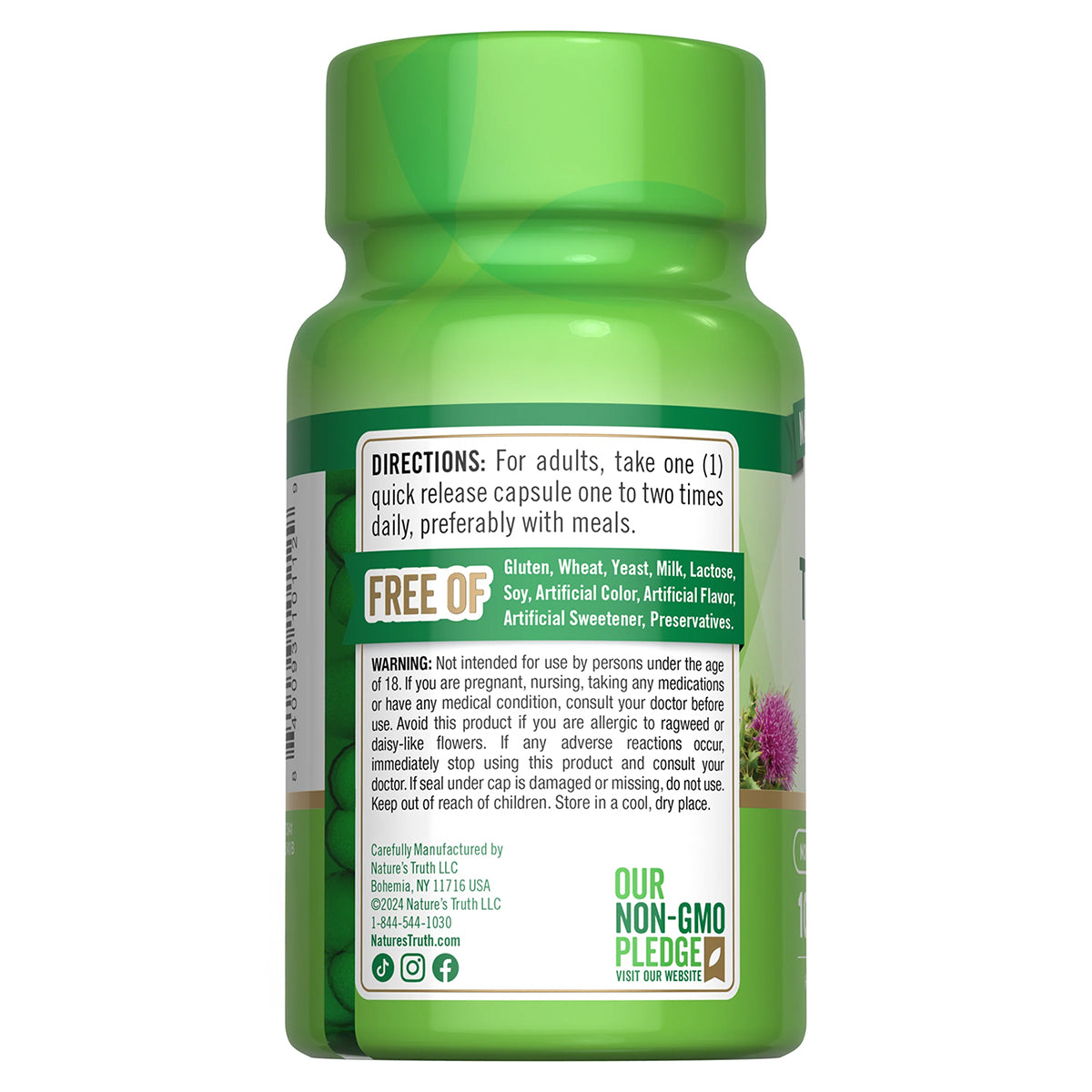 Nature's Truth Suplemento Extracto de semilla de cardo mariano 1000 mg, 100 cápsulas para 3 meses