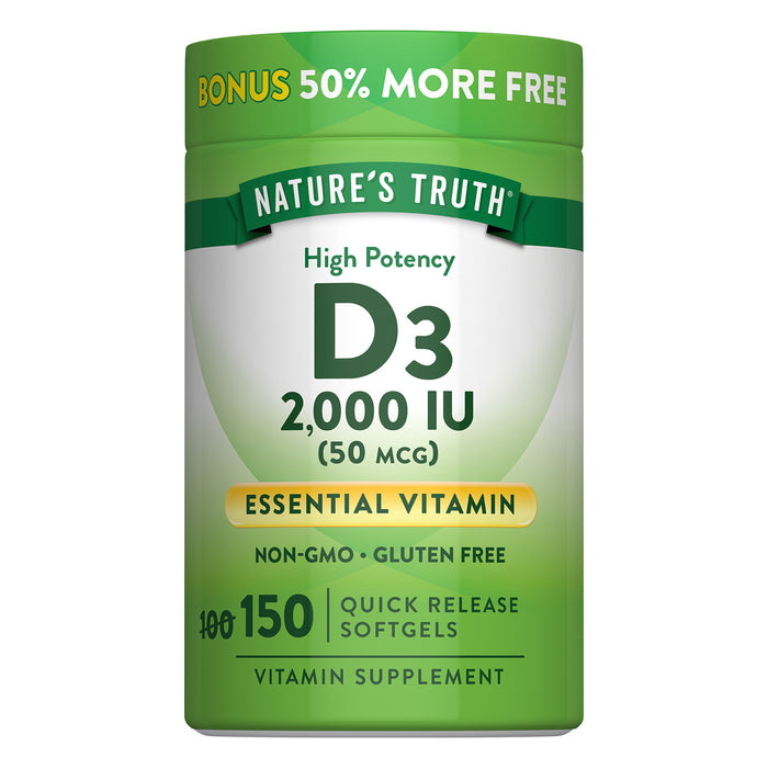 Nature's Truth Vitamina D3 2000 UI (50 mcg), 150 cápsulas