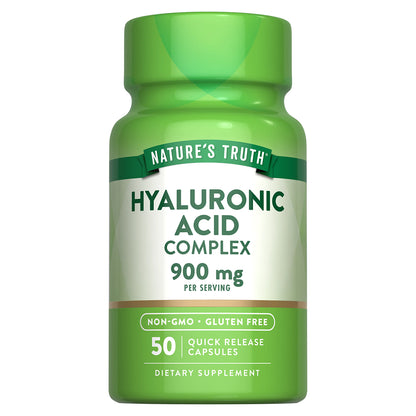 Nature's Truth Suplemento Complejo de ácido hialurónico 900 mg, 50 cápsulas para 1 mes