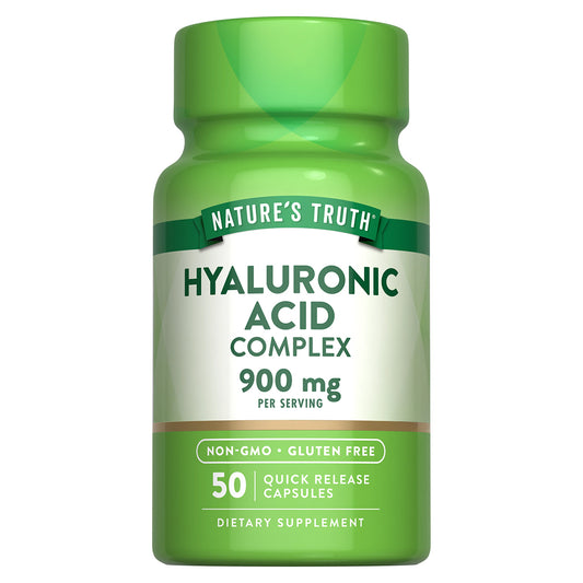 Nature's Truth Suplemento Complejo de ácido hialurónico 900 mg, 50 cápsulas para 1 mes