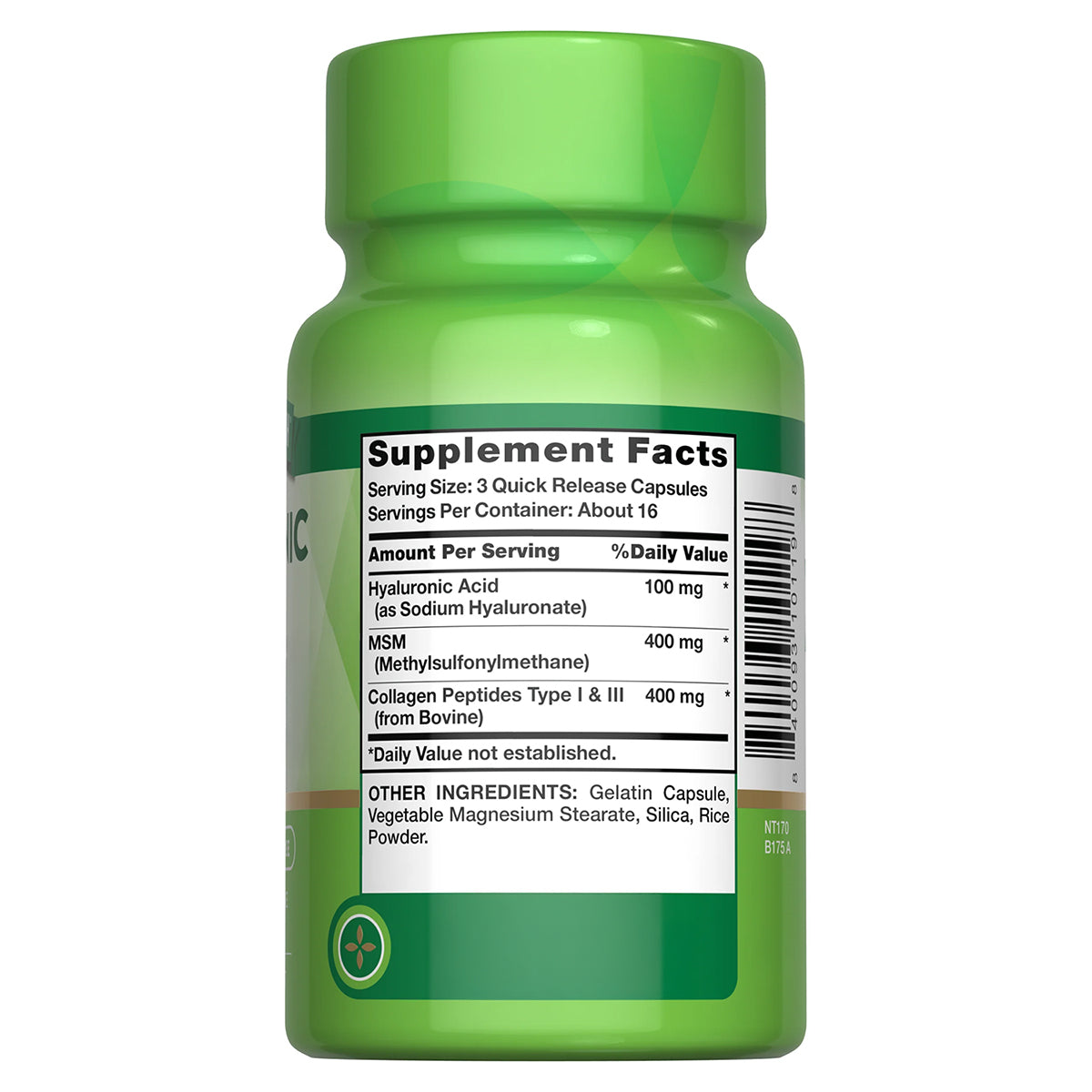Nature's Truth Suplemento Complejo de ácido hialurónico 900 mg, 50 cápsulas para 1 mes