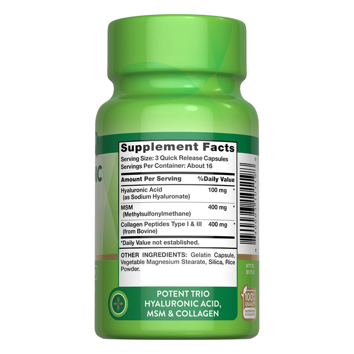 Nature's Truth Suplemento Complejo de ácido hialurónico 900 mg, 50 cápsulas