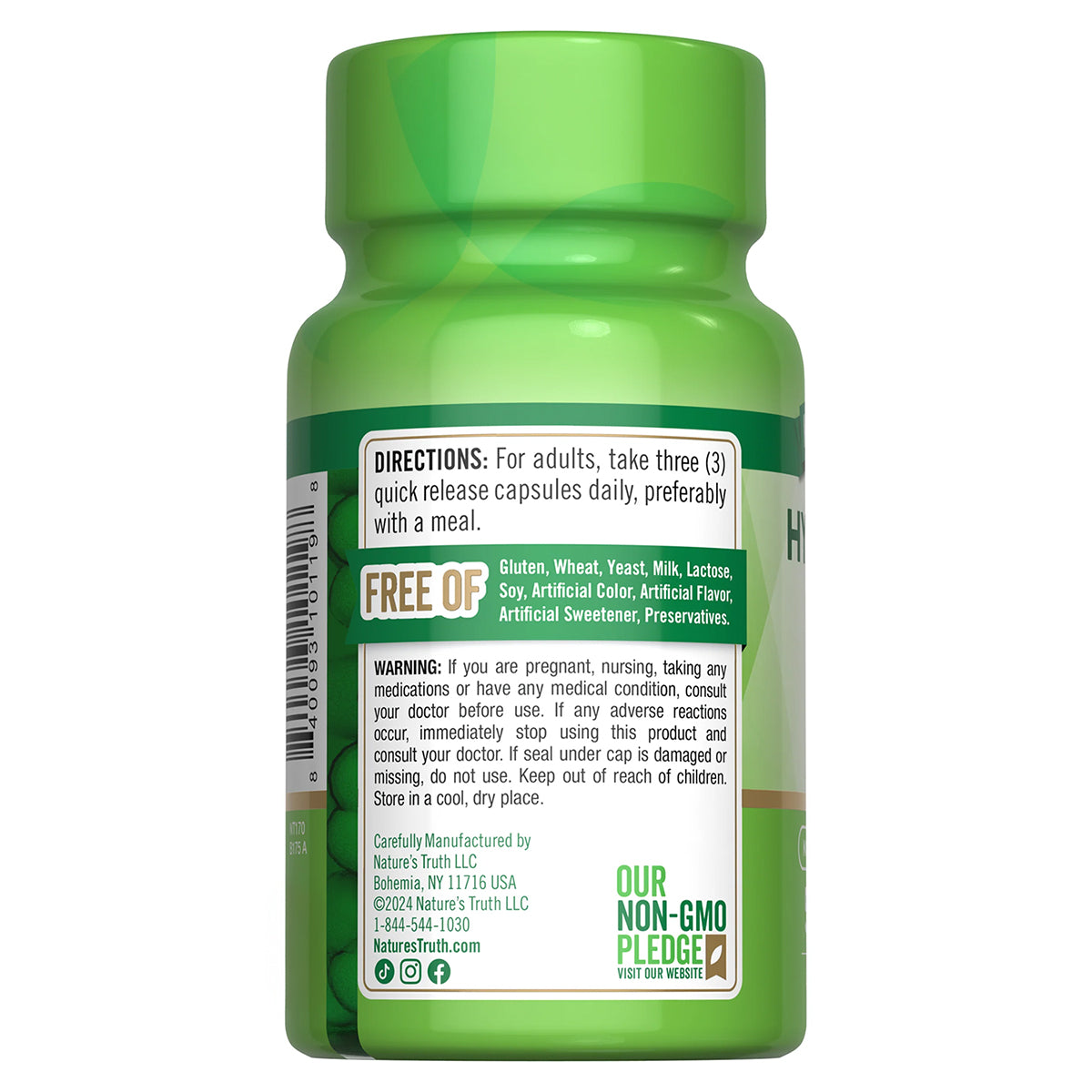 Nature's Truth Suplemento Complejo de ácido hialurónico 900 mg, 50 cápsulas para 1 mes