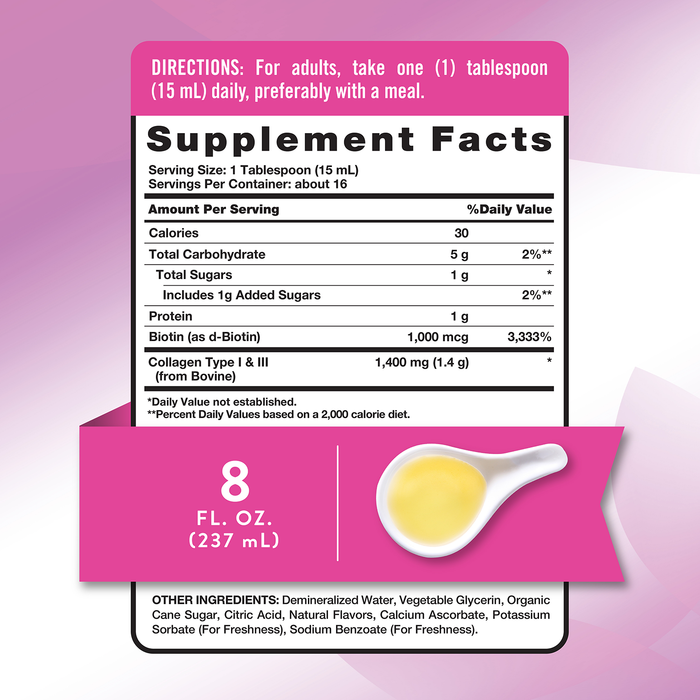 Nature's Truth Suplemento Péptidos de colágeno líquidos, 8 oz (237ml)