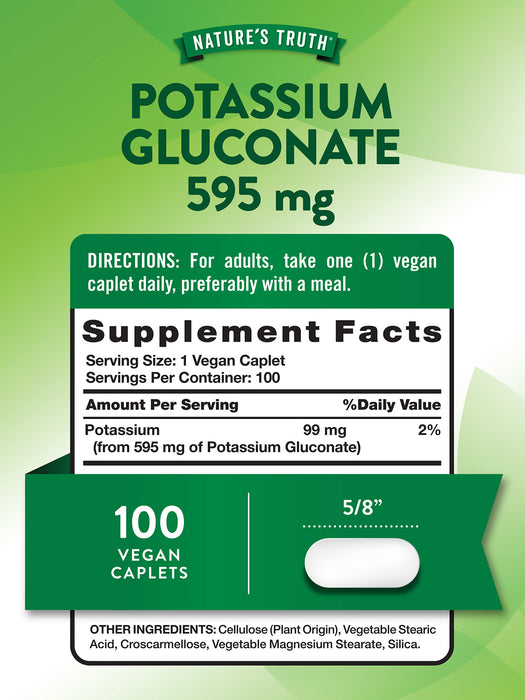 Nature's Truth Suplemento Gluconato de Potasio 595 mg, 100 tabletas