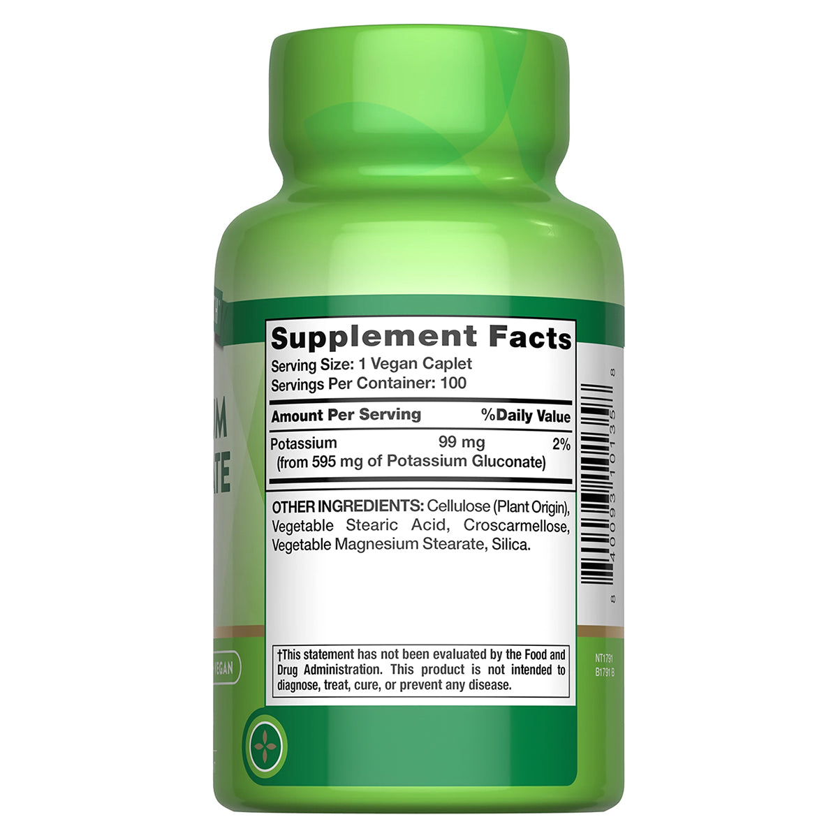 Nature's Truth Suplemento Gluconato de Potasio 595 mg, 100 tabletas para 3 meses