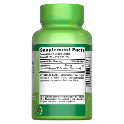 Nature's Truth Suplemento Gluconato de Potasio 595 mg, 100 tabletas para 3 meses