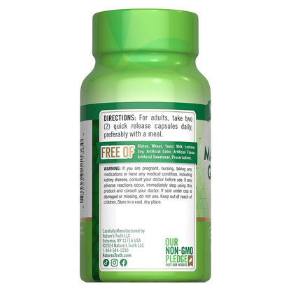 Nature's Truth Suplemento Glicinato de Magnesio 200 mg, 60 cápsulas para 1 mes