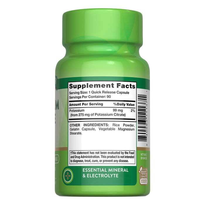Nature's Truth Suplemento Citrato de Potasio 275 mg, 90 cápsulas