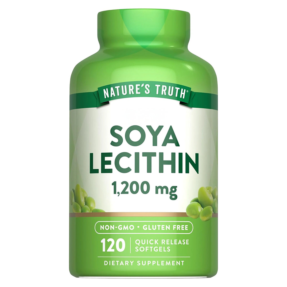 Nature's Truth Suplemento de Lecitina de Soja 1200mg, 120 cápsulas para 4 meses