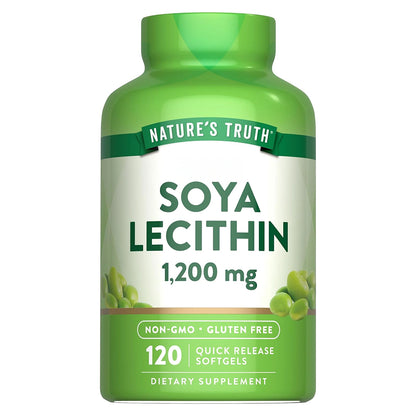 Nature's Truth Suplemento de Lecitina de Soja 1200mg, 120 cápsulas para 4 meses