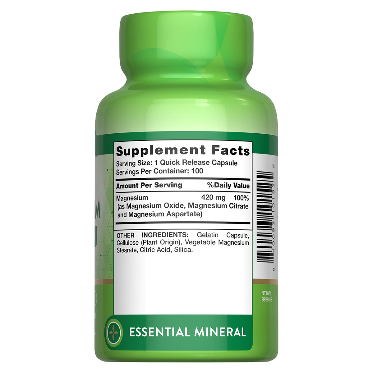 Nature's Truth Suplemento Complejo de Triple Magnesio, 100 cápsulas para 3 meses