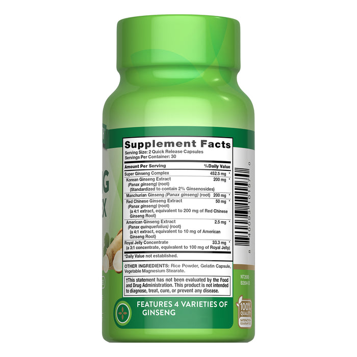 Nature's Truth Suplemento Complejo Super Ginseng con Jalea Real, 60 cápsulas