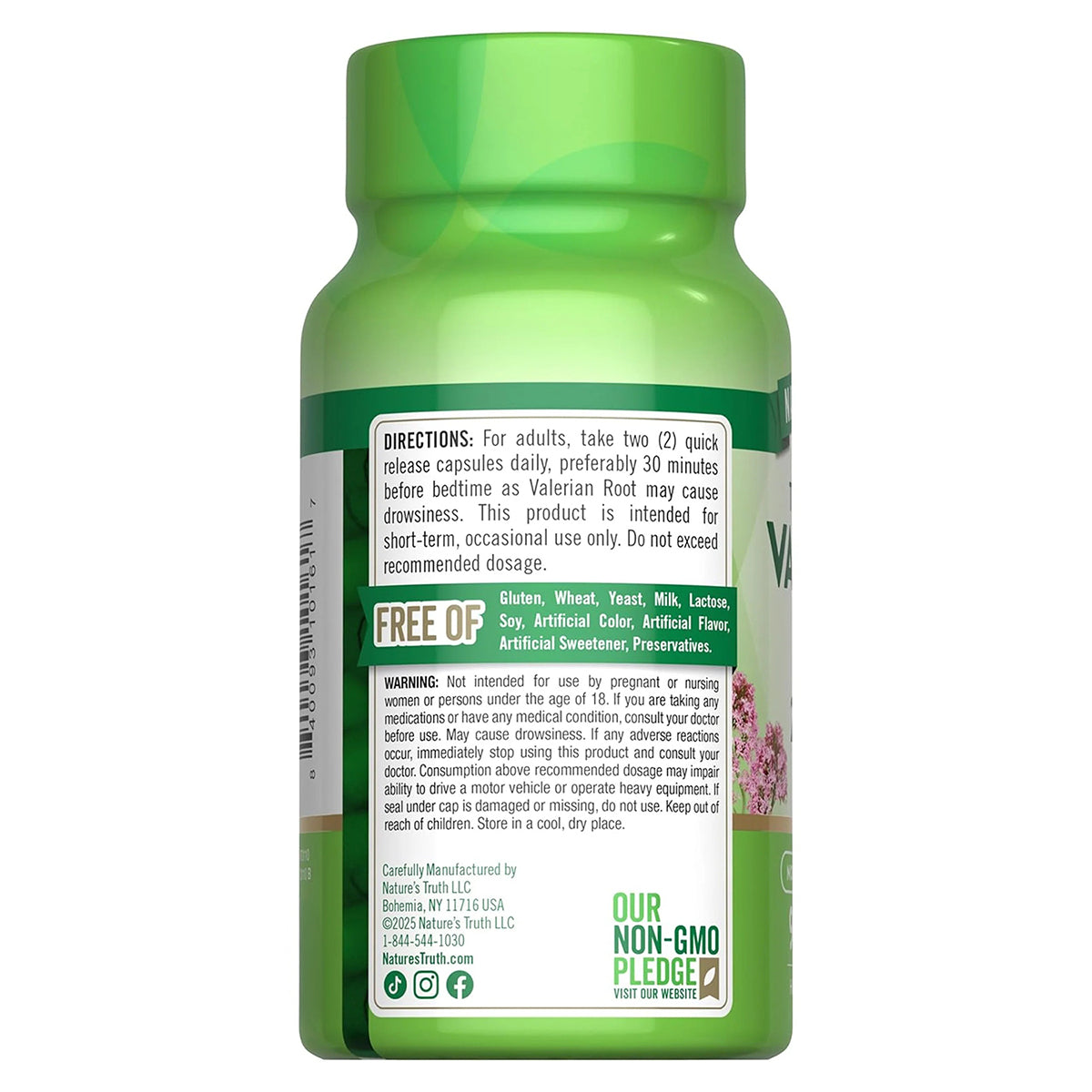 Nature's Truth Suplemento Raíz de Valeriana 2400 mg, 90 cápsulas para 1 mes
