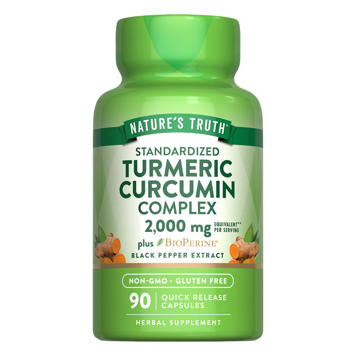Nature's Truth Suplemento de Cúrcuma con Bioperine Pimienta Negra, 90 cápsulas