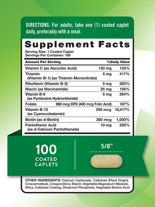Nature's Truth Complejo de vitamina B con vitamina C, 100 comprimidos