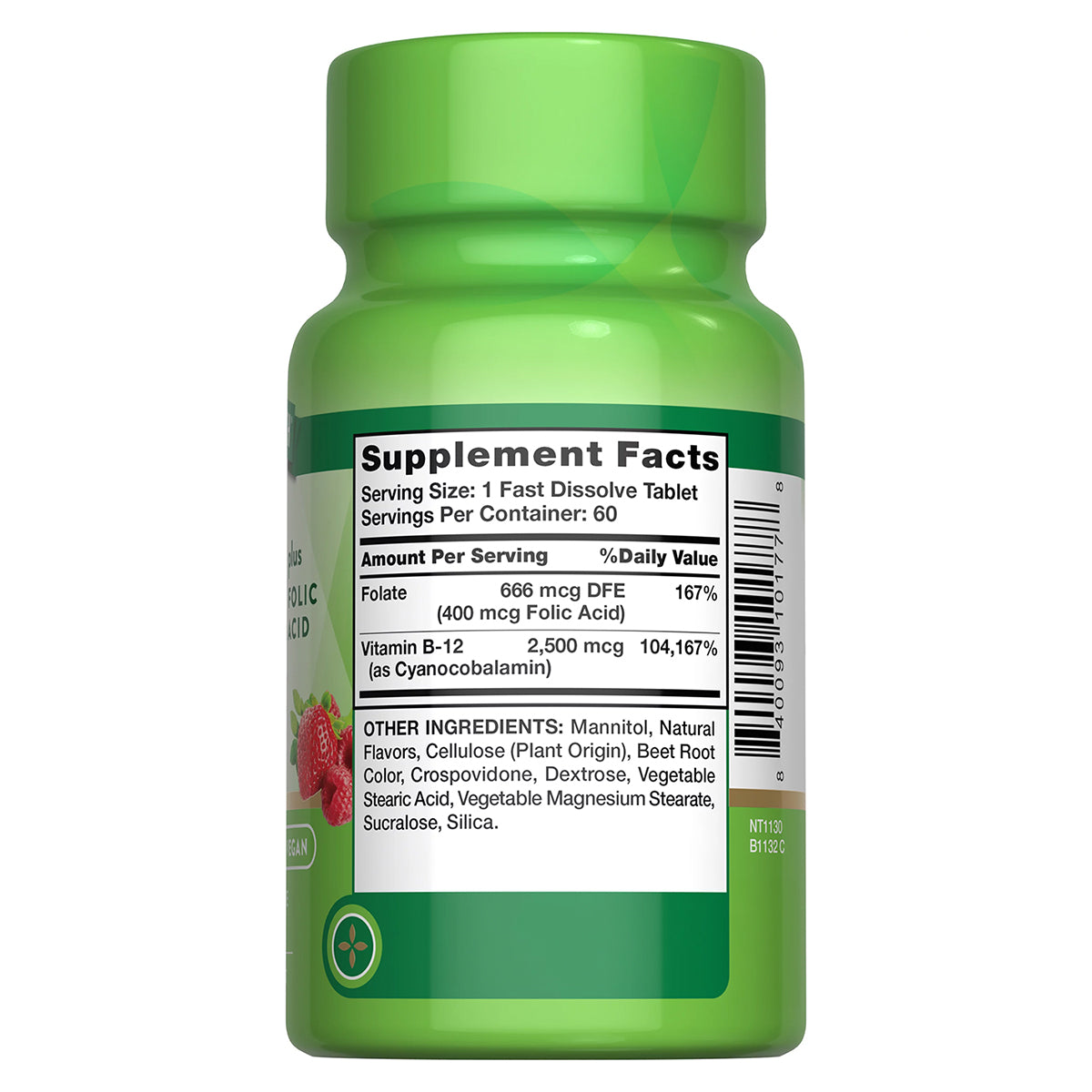 Nature´s Truth Vitamina B-12 con ácido fólico, 60 tabletas