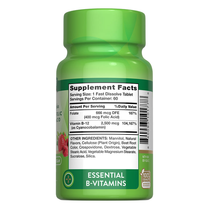 Nature's Truth Vitamina B-12 con ácido fólico, 60 tabletas