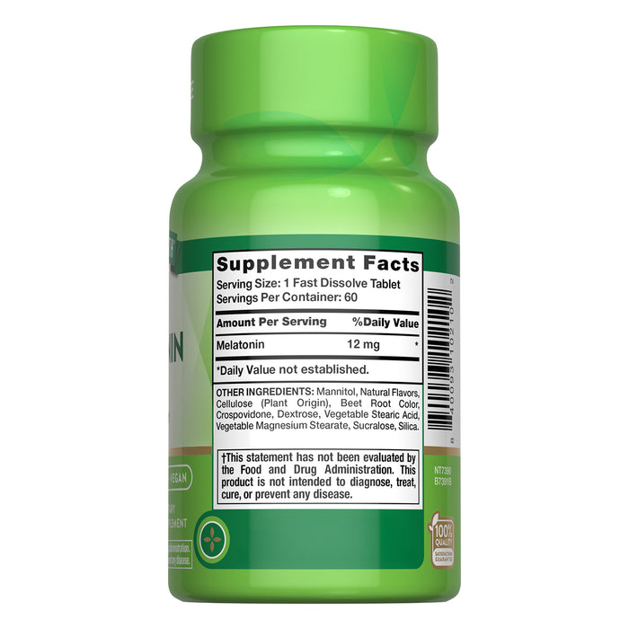 Nature's Truth Suplemento de Melatonina 12 mg, 60 tabletas
