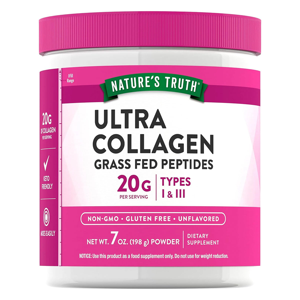 Nature's Truth Suplemento de Colágeno en polvo tipo 1 y 3, 7oz