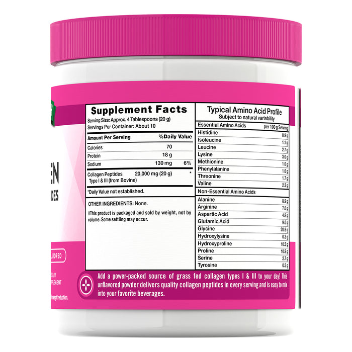 Nature's Truth Suplemento de Colágeno en polvo tipo 1 y 3, 7oz sin sabor