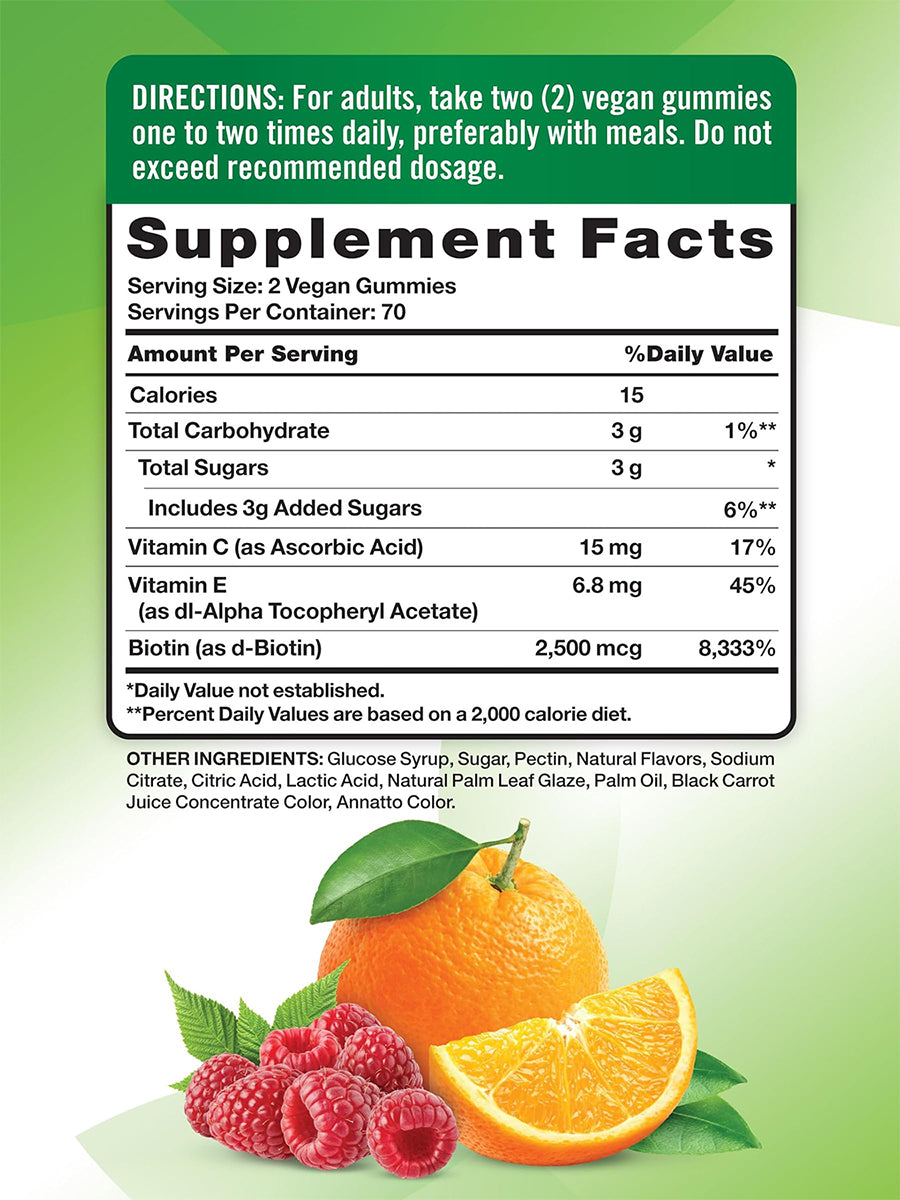 Nature´s Truth Biorina para Cabello, piel y uñas con 2500 mcg, 80 gomitas