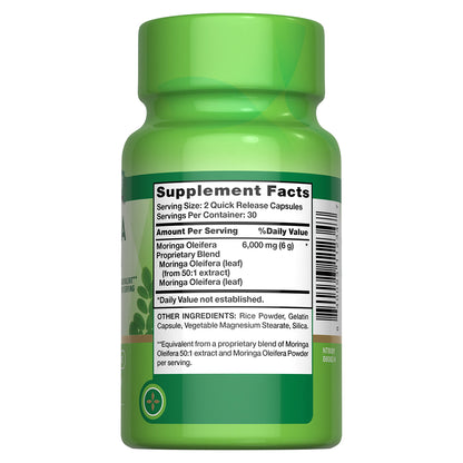 Nature's Truth Suplemento de Moringa Oleífera 6000 mg, 60 cápsulas