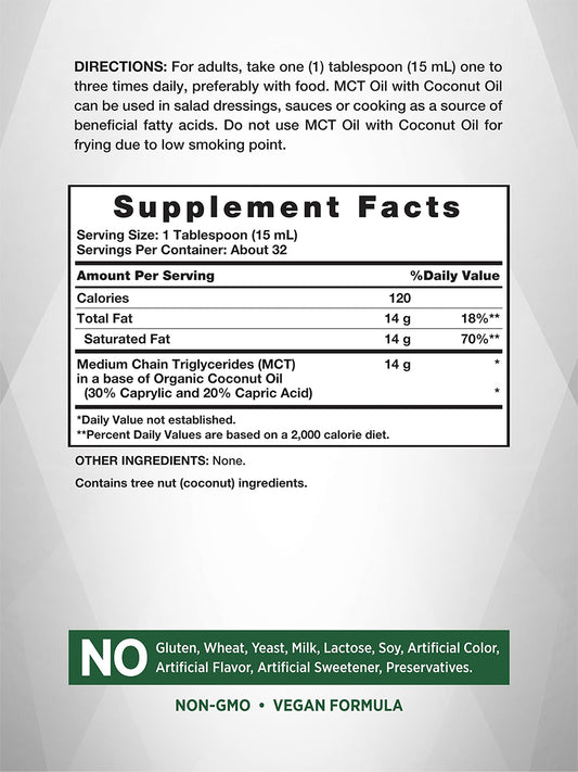 Nature's Truth Suplemento de Aceite MCT (triglicéridos de cadena media), 16 oz