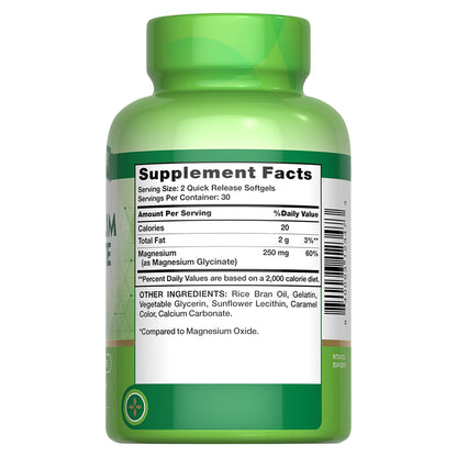 Nature´s Truth Glicinato de magnesio 250 mg, 60 cápsulas