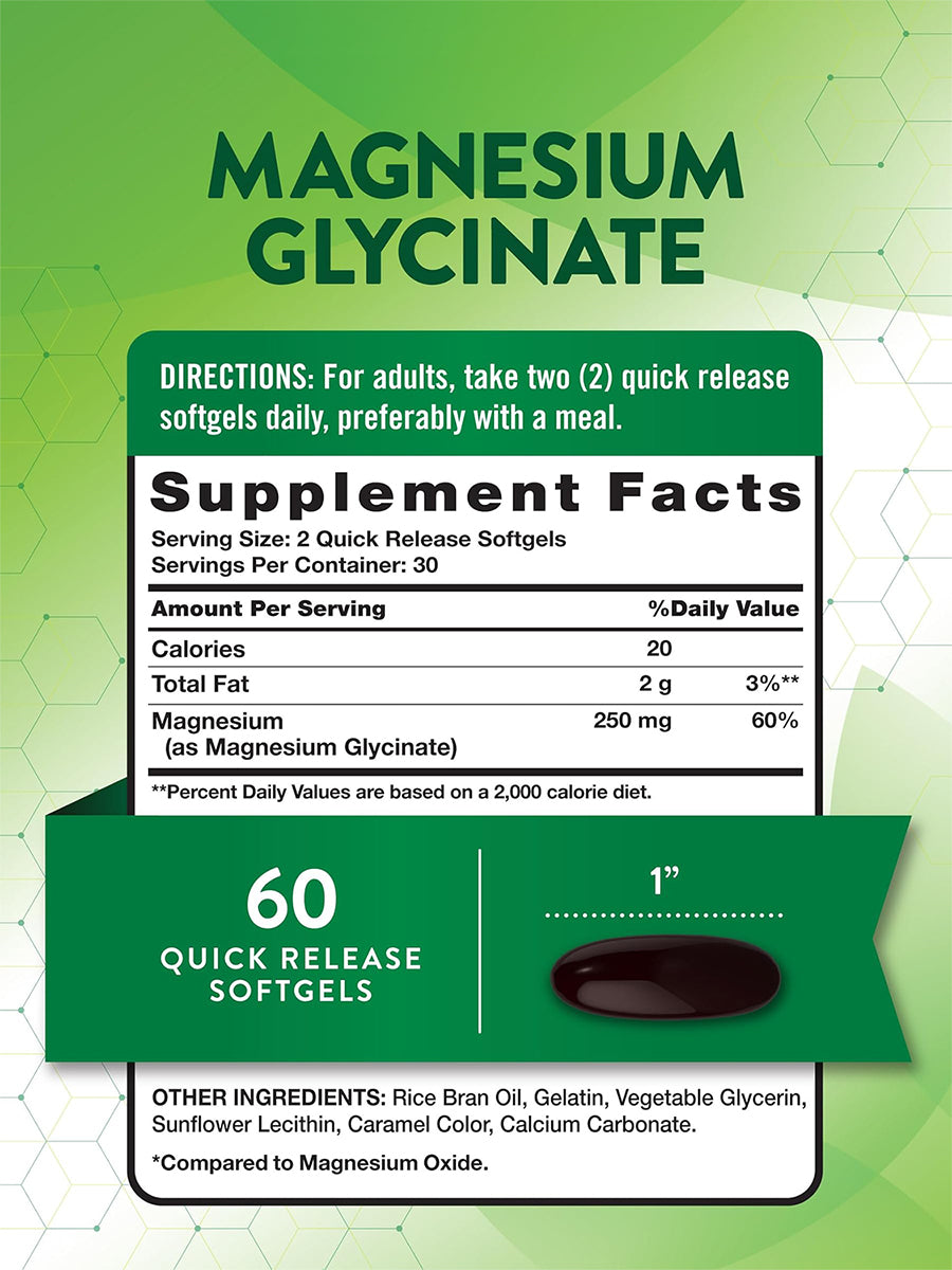 Nature´s Truth Glicinato de magnesio 250 mg, 60 cápsulas