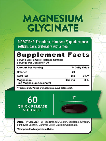 Nature´s Truth Glicinato de magnesio 250 mg, 60 cápsulas