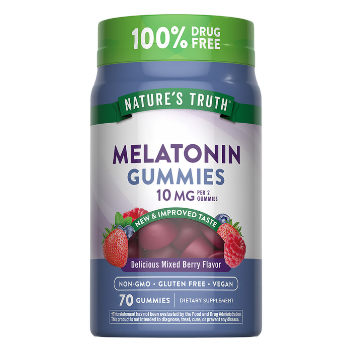 Nature's Truth Melatonina 10 mg, 70 gomitas sabor mix berry