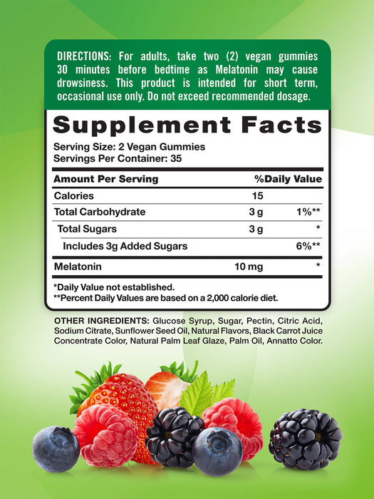 Nature's Truth Melatonina 10 mg, 70 gomitas sabor mix berry