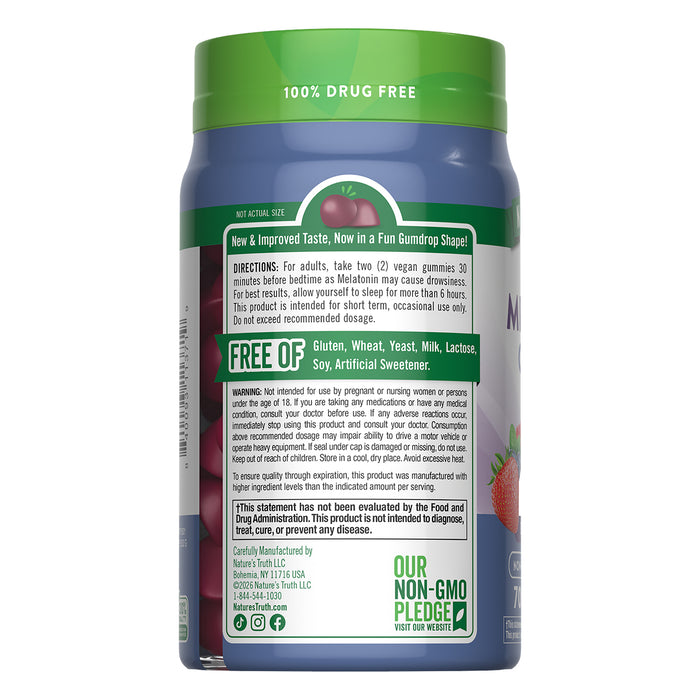Nature's Truth Melatonina 10 mg, 70 gomitas sabor mix berry