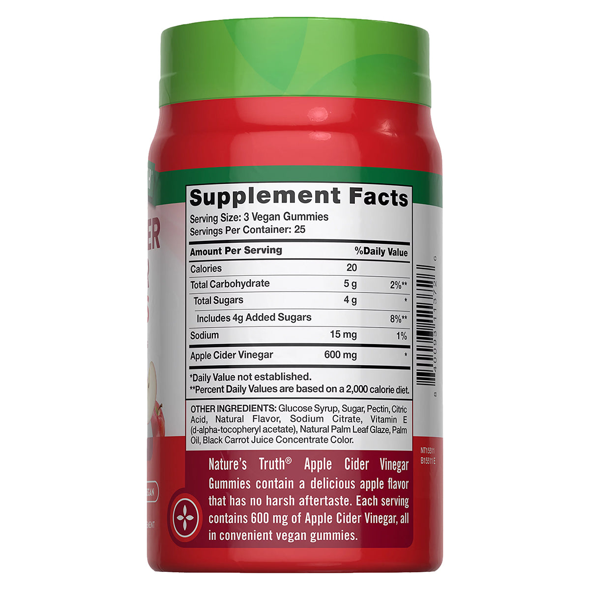 Nature's Truth Suplemento Vinagre de sidra de manzana, 75 gomitas