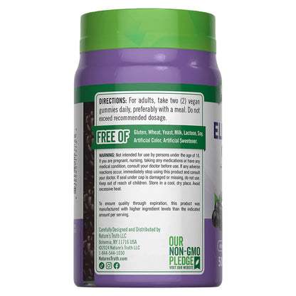 Nature's Truth Sambucus, baya del saúco negro con vitamina C y zinc, 50 gomitas