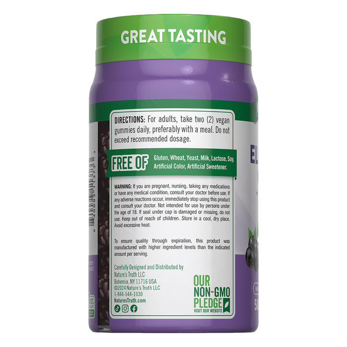 Nature's Truth Sambucus, baya del saúco negro con vitamina C y zinc, 50 gomitas sabor berry