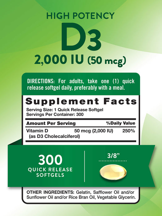 Nature's Truth Vitamina D3 2000 UI (50 mcg), 300 cápsula