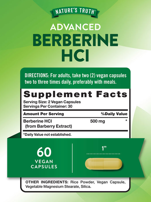 Nature's Truth Suplemento de Berberina 500 mg, 60 cápsulas