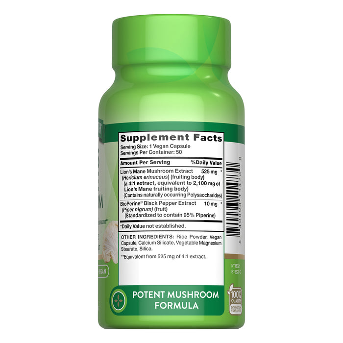 Nature's Truth Hongo melena de león 2100 mg, 50 cápsulas