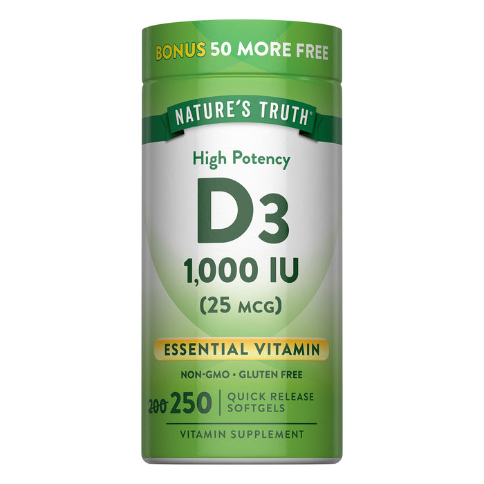 Nature's Truth Vitamina D3 1000 UI (25 mcg), 250 cápsulas